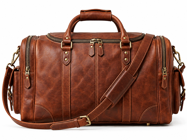 Classic Leather Weekender Duffel Bag